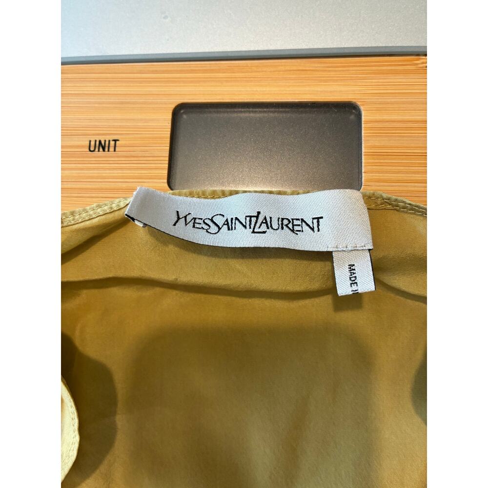 YSL Yves Saint Laurent Silk Blouse Cap Sleeves Green F38 US 6 Small - Picture 5 of 8
